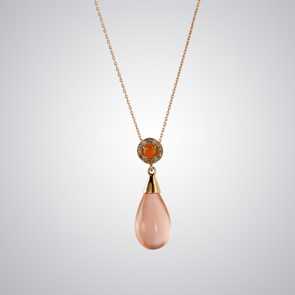 Pembe Topaz Drop Kolye