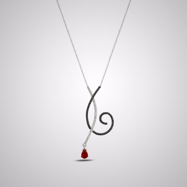 Gece Gündüz Yakut ve Pırlantalı Kolye